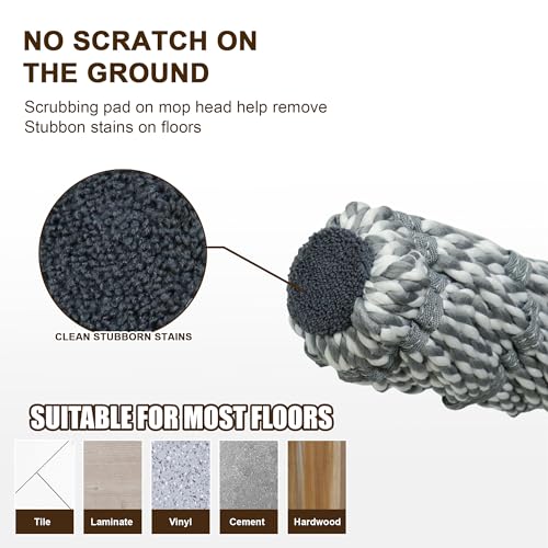 Self Wringing Mop Easy Squeeze Twist Mop,Gray - color: Gray001
