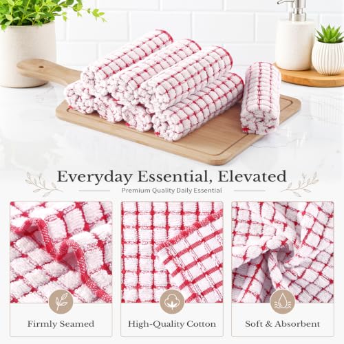 Homaxy 16 Pack Terry Kitchen Dish Cloths, 12"x12", Red - color: Red, size: 12 x 12 - 16 Pack