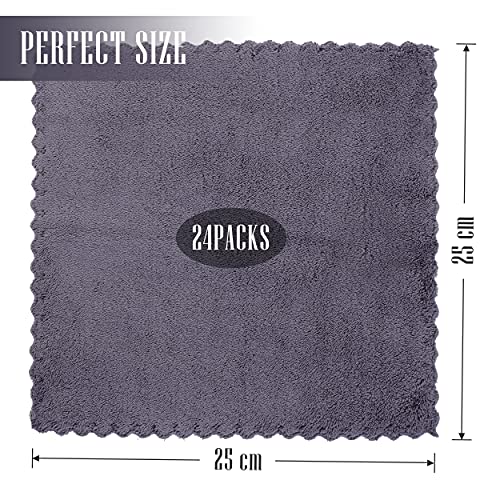 Sunny zzzZZ 24 Pack Kitchen Dishcloths - Does Not Shed Fluff - Reusable Dish Towels, Dish Cloths, Super Absorbent Coral Fleece Cleaning Cloths, Nonstick Oil Washable Fast Drying, 10 x 10 Inch (Grey) - color: Grey, size: 10 x 10 Inch