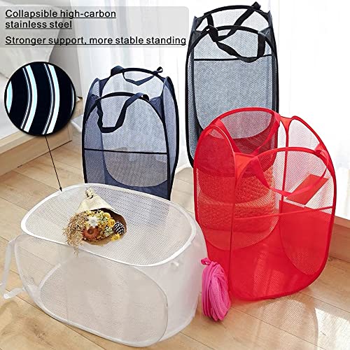 BATTOO Deluxe Strong Mesh Pop up Laundry Hamper Basket with Side Pocket for Laundry Room, Bathroom, Kids Room, College Dorm or Travel Black+White - color: Black+White
