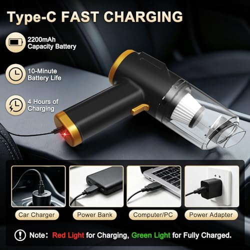 Handheld Vacuum, Small Car Vacuum, Cordless & Lightweight