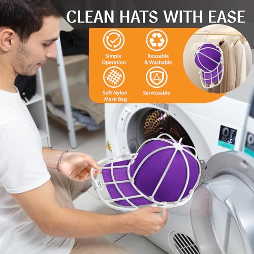 Hat Washer for Washing Machine Hat Washer Cage Hat Cleaner for Baseball Caps Fit for Adult and Kid's Baseball Caps - color: Creamy White