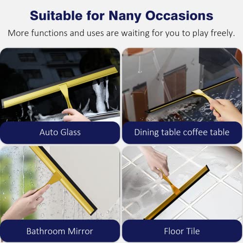 TOOVEM 14 Inch Shower Squeegee for Glass Doors, Window, Bathroom (Gold) - style: Gold 14 inch