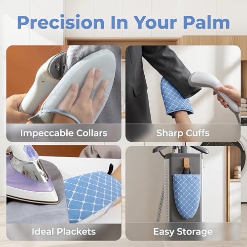 Ironing Board,Garment Steamer Ironing Gloves, Portable Clothing Steam Engine Gloves, Travel Handheld Ironing Board Accessories with Finger Loop for Steaming Clothes,Blue