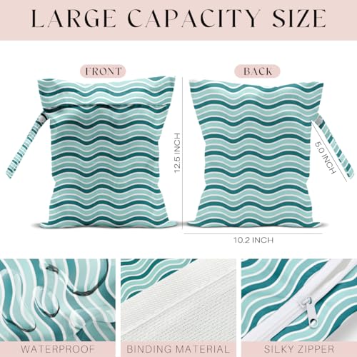 Wet Bag for Swimsuit, Beach Travel Essentials Wet Dry Bag, for Sunscreen Toiletry Dirty Clothes Yoga Gym Diaper, Friends Summer Beach Vacation Gifts. Wavy stripes - color: Wavy Stripes