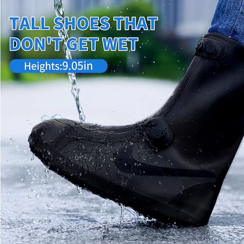 SooGree Waterproof Rain Shoe Covers Rubber Shoe Boot Covers Not-Slip Reusable Rain Shoe Protectors Galoshes Overshoes for Man and Women Sand Control Rain Snow - color: Black, size: XXL