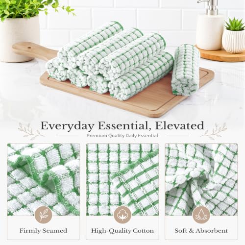 Homaxy 16 Pack Terry Kitchen Dish Cloths, 12"x12", Green - color: Green, size: 12 x 12 - 16 Pack