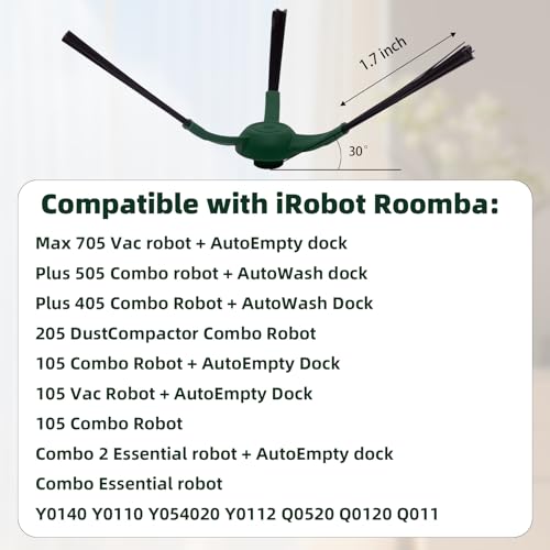6-Pack Edge-Sweeping Brush Compatible with iRobot Roomba 705/505/405/205/105/Essential Series Robot Side Brush Vacuum Cleaner Parts - size: 6PCS SETS