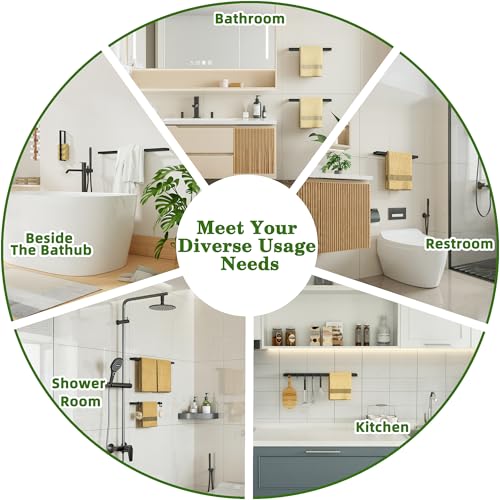 Alise 28 Inch Hand Towel Holder Black Towel Bar for Bathroom Wall Mounted - color: Black, size: 28-Inch