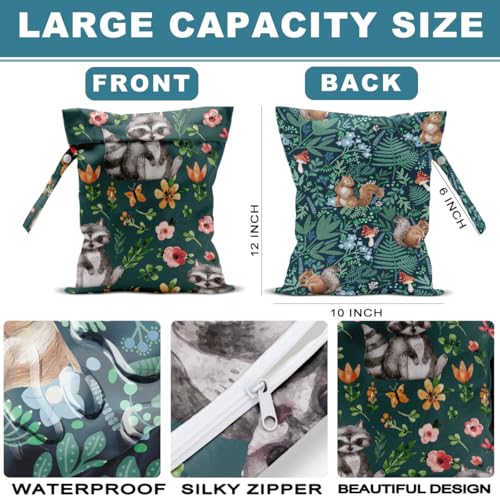 2Pcs Squirrel Wet Bag Plants Waterproof Reusable Wet Dry Bag, 12x10 Inch - color: Multicolor 1340