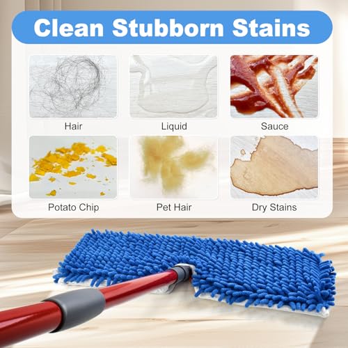 4 Pack Mop Head Replacement Compatible with O-cedar Hardwood Floor 'N More Microfiber Dual or 3-Action Flip Mop Refill Chenille Mop Replace Pads for Ocedar Dual-Action Flip Mop,Reusable & Washable Pad - color: 4 Pack Blue & Red Chenille Flip Mop Pads