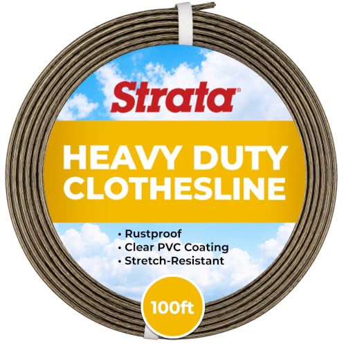 Strata 100 ft Outdoor Clothesline, Heavy-Duty Steel Core Cable - color: Light Duty, size: 100 Feet