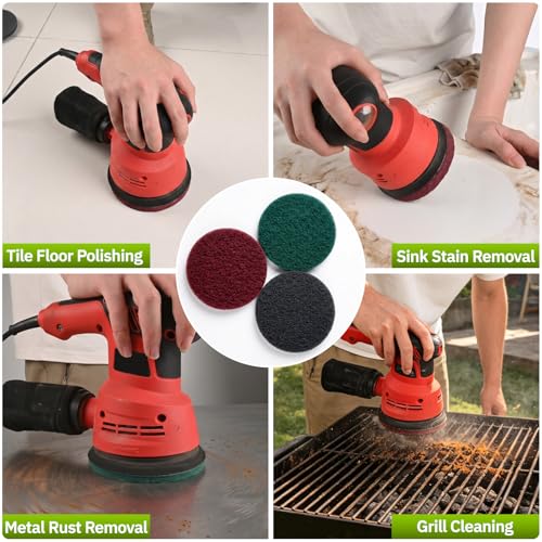 5 Inch Hook and Loop Scuff Discs, 10Pcs 320-400 Grit Scouring Pads - color: Red 10pcs