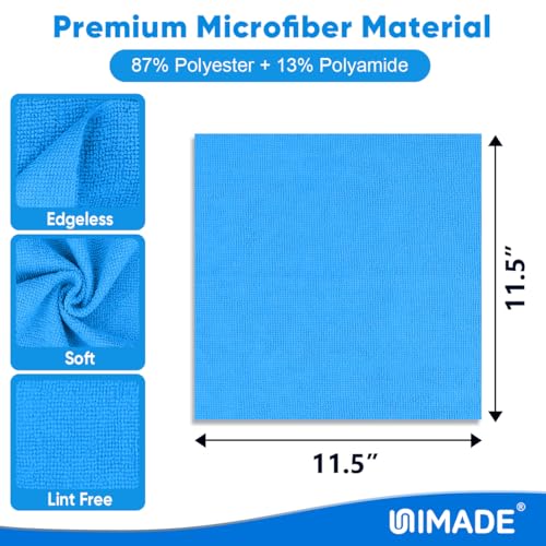 UNIMADE Shop Towels Rags, 150 Pack Reusable Microfiber Cleaning Cloth - color: Blue, size: 150PK