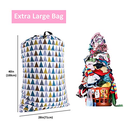 SWISSELITE Laundry Bag with Handle and Drawstring, Large Heavy Duty Laundry Bag, 28 x 40 Inches Travel Dirty Clothes Bag for Laundromat and Household - color: Triangle Multicolor