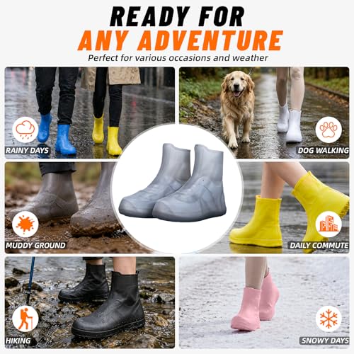 Waterproof Shoe Covers, Reusable Silicone Rain Shoe Covers, Grey, XL - color: Grey, size: XL