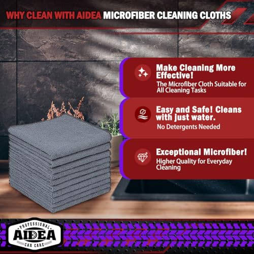 AIDEA Microfiber Cleaning Cloth Grey, 600PK, Microfiber Towels 12×12" - color: Grey, size: 600PK