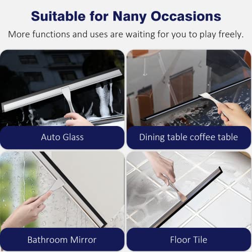 TOOVEM 14 Inch Shower Squeegee for Glass Doors, Window, Bathroom (Silver) - style: Silver 14 inch