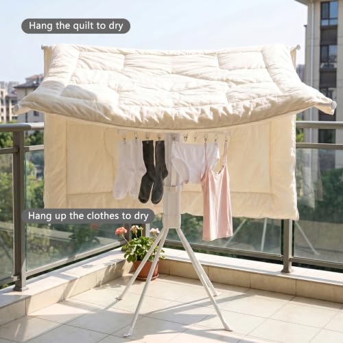 Foldable Four-Legged Clothes Drying Rack Extendable with 16 Clips