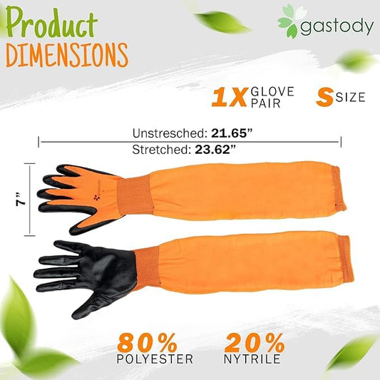 Long Sleeve Gardening Gloves for Women & Men, Long Cuff Garden Gloves - color: Black and Orange, size: Large