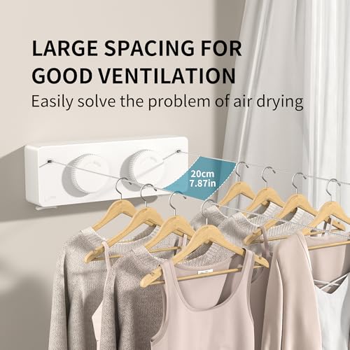 JOOM Retractable Clothesline Indoor, Dual 2 x 13.8 FT Clothes Lines, White - color: White Locking Update