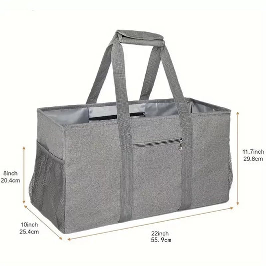 Extra Large Utility Tote Bag - Reusable Grocery Bags Foldable Heavy Duty - color: Grey, style: Lidless