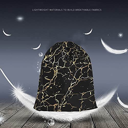 Golden Black Marble Drawstring Bags Backpack Bag Marbling Texture Art Ink Paint Abstract Design Natural Sport Gym Sack Drawstring Bag String Bag Yoga Bag for Men Women - color: Multi-a110