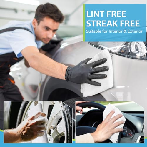 Nuenen Car Microfiber Clean Cloths, White, 16 x 16 Inch, 60 Pcs - color: White, size: 16 x 16 inches