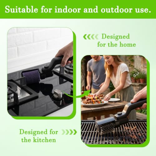 Electric Grill Brush, Electric Grill Cleaner for Outdoor,Cordless Rechargeable Electric BBQ Grill Brush with 180°Adjustable Head, 3-Speed Rotary Scrubber, 2 Heads, for Cast Iron & Stainless Steel