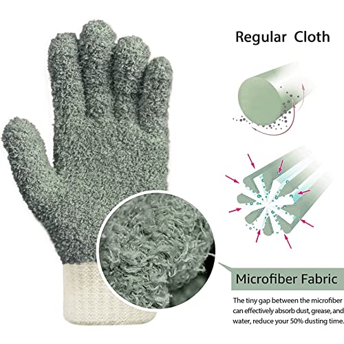 MIG4U Microfiber Gloves - Dusting Gloves for House Cleaning - Washable Blind Cleaner Duster Tool (Gray,S/M) - color: Gray 1 Pair