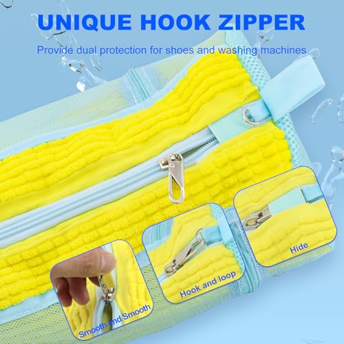 Shoe Washing Machine Bag 2 Pcs Reusable Shoe Cleaning Bag for Sneaker Tennis Shoes Cleaner Kit Laundry Shoe Bag for Washer and Dryer (Yellow, Small) - color: Yellow, size: Small