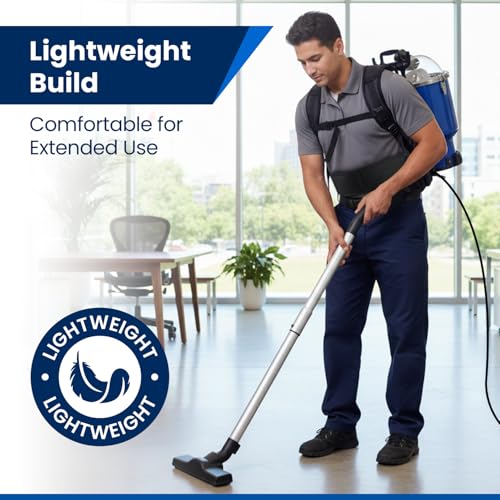 Gearwiz Backpack Vacuum Cleaner – 1000W Shoulder Vacuum with 25KPA Suction, Bagged or Bagless Use, Adjustable Harness, Double Filtration, Washable Dust Bag & Tools for Home, Office, Stairs & Cars - color: Blue