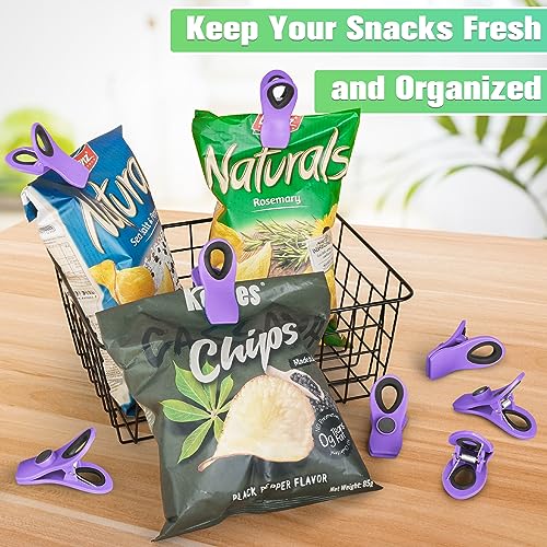 12 Pack Chip Clips, Bag Clips for Food, Magnetic Sealers for Chips and Other Food, Plastic Bag Clip for Kitchen, Fridge, Clothes, Sewing and Artwork (Purple) - color: Purple