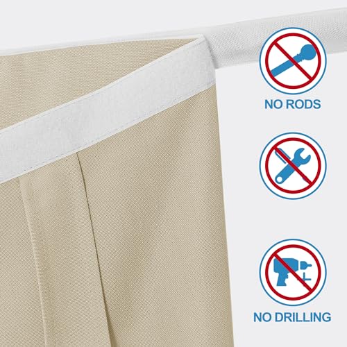 RYB HOME Faux Linen Side French Door Curtain - Privacy Light Filtering Window Curtains for Patio Front Door Sidelight Drapes Tie up Shade, 1 Piece, 12W x 72L Inches,Light Beige - color: Light Beige, size: 12"W x 72"L (Pack of 1)