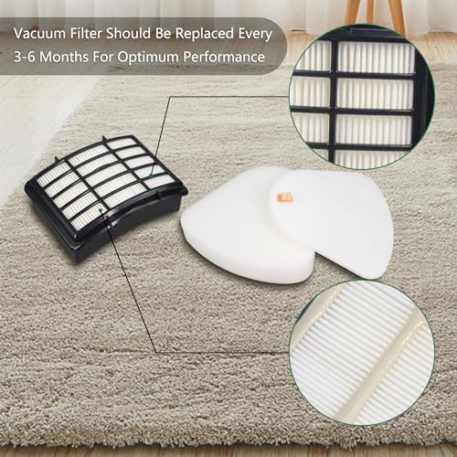 Replacement Filter Compatible with Shark CU512 CU500 CU510 CU512 26 CU520 CU520 26 CU500 26 Navigator Lift-Away XL Multisurface Upright Vacuum (2 Hepa filter and 4 foam filter)
