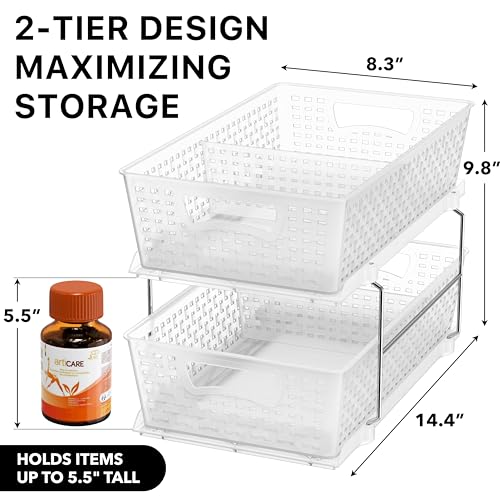 Simple Houseware 2 Tier Pull-Out Sliding Drawer Under Sink Storage, Clear - color: Clear