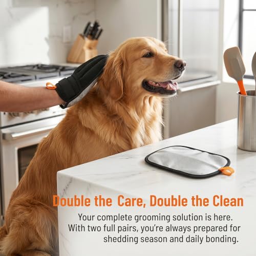 2-Pack Pet Hair Removal Glove, Black.