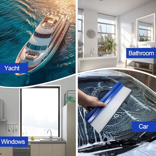 Uenhoy 2 Pack Car Squeegee 12 Inches, Flexible Car Water Scraper, Blue