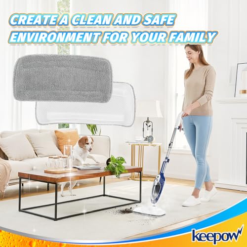KEEPOW Steam Mop Replacement Pads Compatible with Neugo NE033, NE033M - color: Grey-2 Pack
