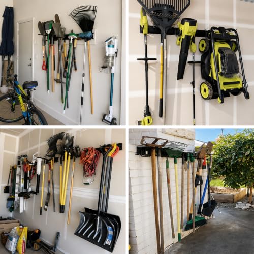 Garage Tool Organizer Wall Mount 99 inches with 18 Adjustable Heavy-Duty Hooks, Garage Organization, Garden Tool Storage Rack, Yard, and Shed, Holds Up to 750 lbs - size: 99" | 6 Panels + 18 Hooks