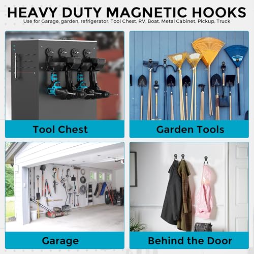 8Pcs Large Magnetic Hooks Heavy Duty, Strong Magnet Storage Hooks - color: 8 Pack-Black