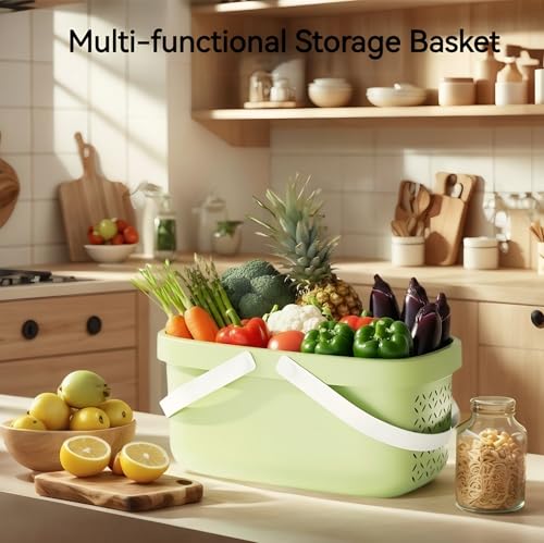 Pulseplay Plastic Shower Caddy Basket,Storage Basket with Handle Green - color: Green