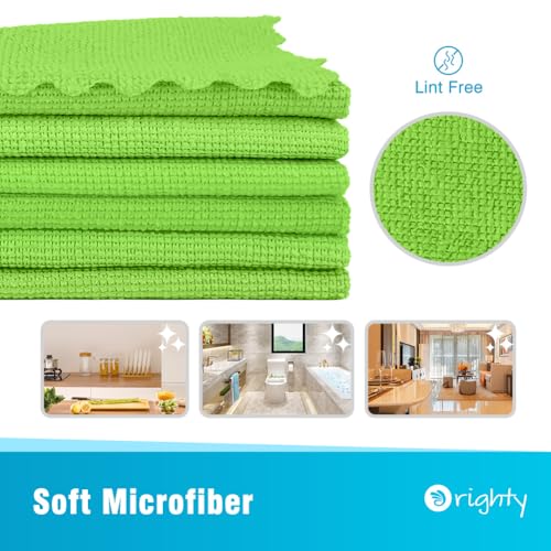 Orighty Microfiber Cleaning Cloth - 24 Pack, Green Cleaning Rags 12x11 inch - color: Green, size: 24 Pack