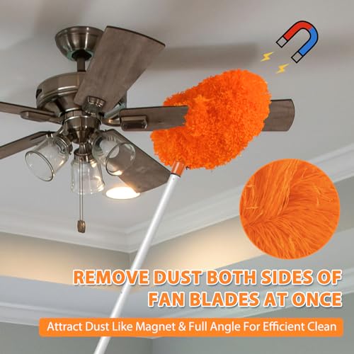 FONUNO Ceiling Fan Cleaner Duster High Ceiling Extended Fan Blade Cleaner - color: Orange