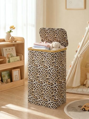 IEGrow Laundry Hamper with Lid,110L Laundry Basket with Bag,Leopard Print - color: Leopard Print, size: 110L