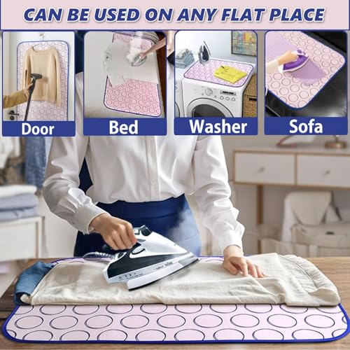 Portable Ironing Mat for Table Top Ironing Pad for Countertop Thick Ironing Blanket Over The Door Steamer Pad Washer Dryer Heat Resistant Pad Cover Travel Ironing Board (Medium 31.5"x23.6") - size: Medium 31.5"x23.6"
