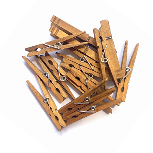 LWR CRAFTS Large Wooden Clothespins 3-5/16" (8.4cm), 30 Pack, Jacobean Stained Finish – for Crafts, Photo Display & Light Hanging - color: Jacobean