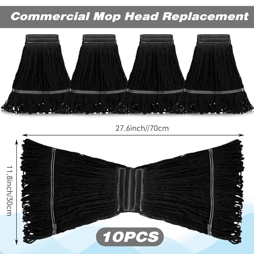 Nuogo 10 Pcs Commercial Mop Head Replacement, 27.6 Inch, Black - color: Black