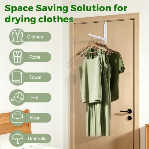 Over The Door Hooks for Clothes Hanger,Foldable Over The Door Clothes Drying Rack Collapsible,Space Saving Drying Rack Clothes for Dorm Laundry Room Bathroom Closets - color: White-1(m4)