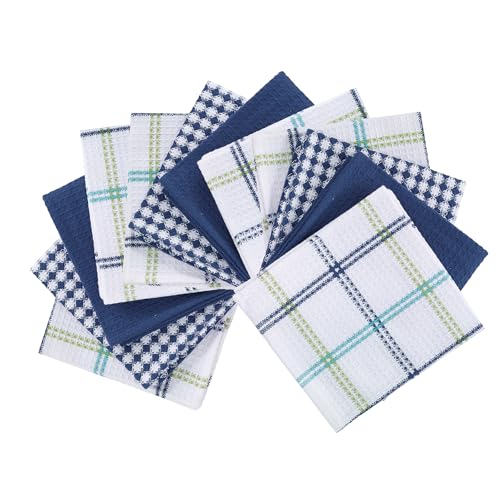 T-Fal Premium Waffle Dish Cloths: Highly Absorbent, Super Soft Long Lasting - 100% Cotton, 12"x13" Towel for Cleaning & Drying, (12-Pack), Cool - color: Cool, size: 12-Pack